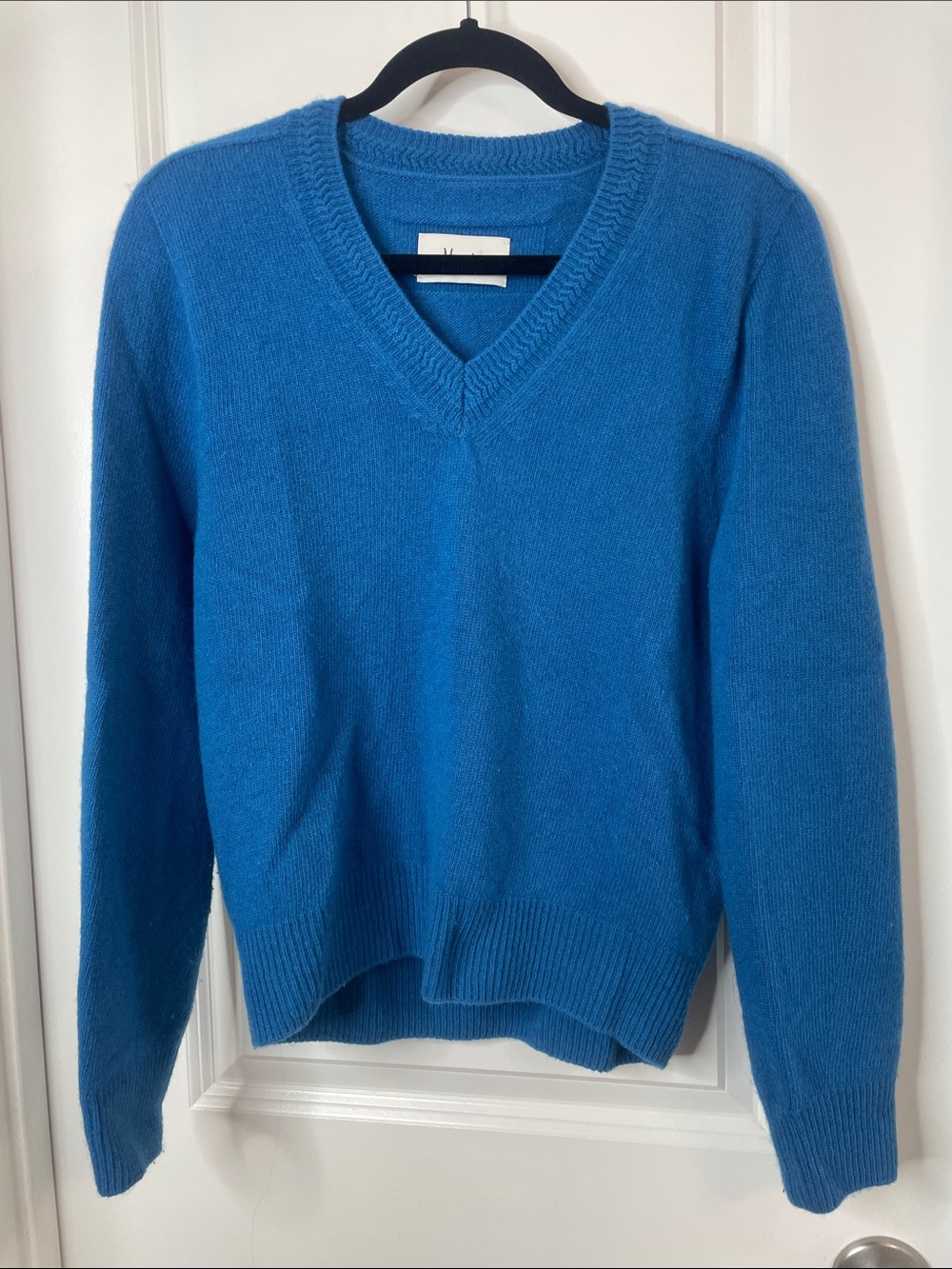 Blue V-Neck wool Women's Sweater